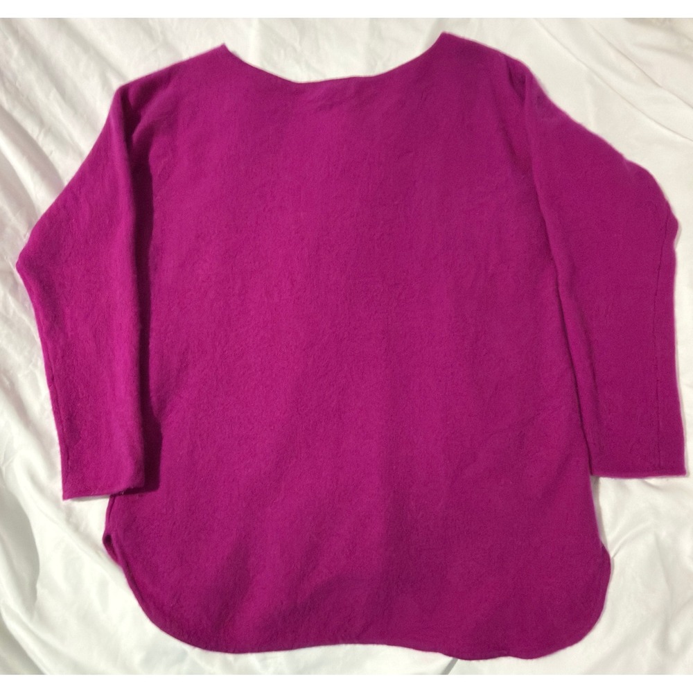 Charter Club 100% Cashmere Sweater L Magenta‎ Purple Boat Neck High Low